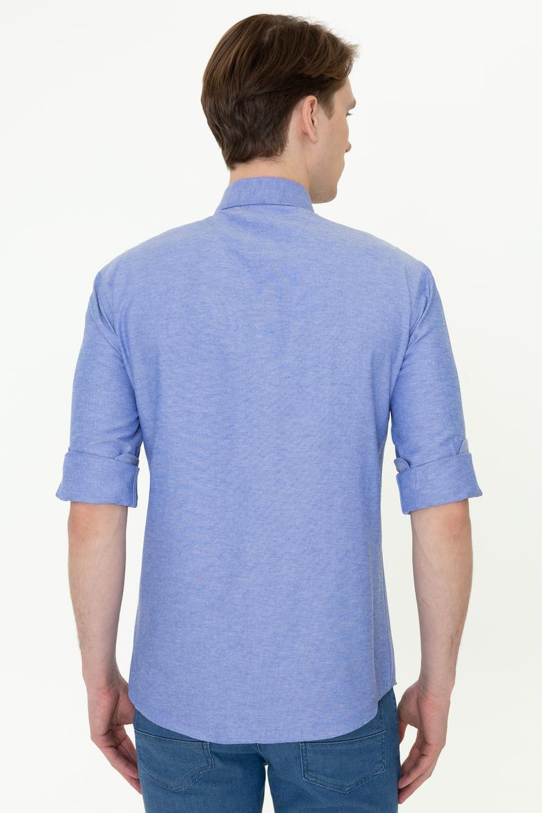Erkek Mavi Uzun Kollu Basic Gömlek - 50249488093