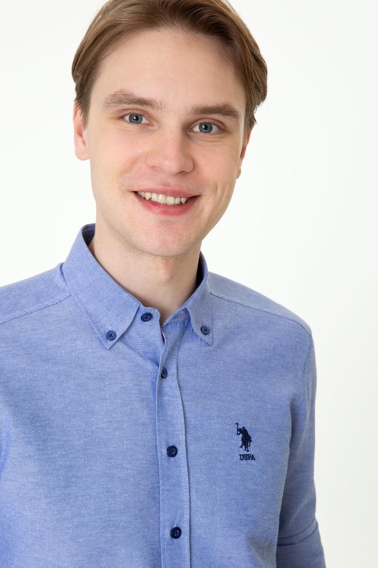 Erkek Mavi Uzun Kollu Basic Gömlek - 50249488093