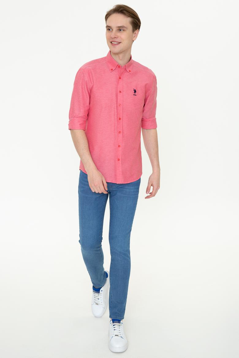 Erkek Kırmızı Uzun Kollu Basic Gömlek - 50249488107