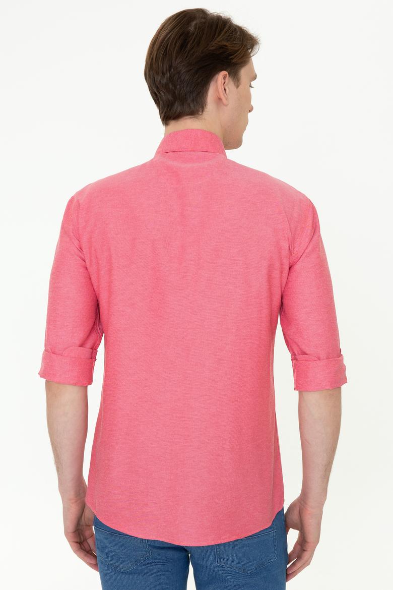 Erkek Kırmızı Uzun Kollu Basic Gömlek - 50249488107