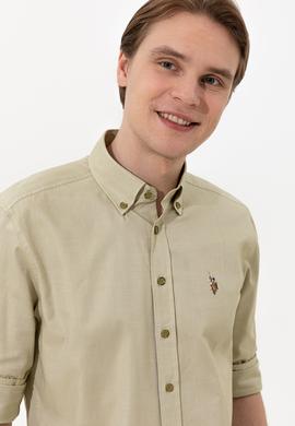 Erkek Koyu Haki Uzun Kollu Basic Gömlek - 50249494080