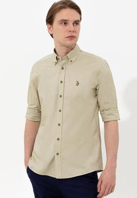 Erkek Koyu Haki Uzun Kollu Basic Gömlek - 50249494080