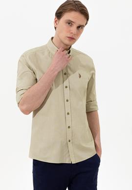 Erkek Koyu Haki Uzun Kollu Basic Gömlek - 50249494080