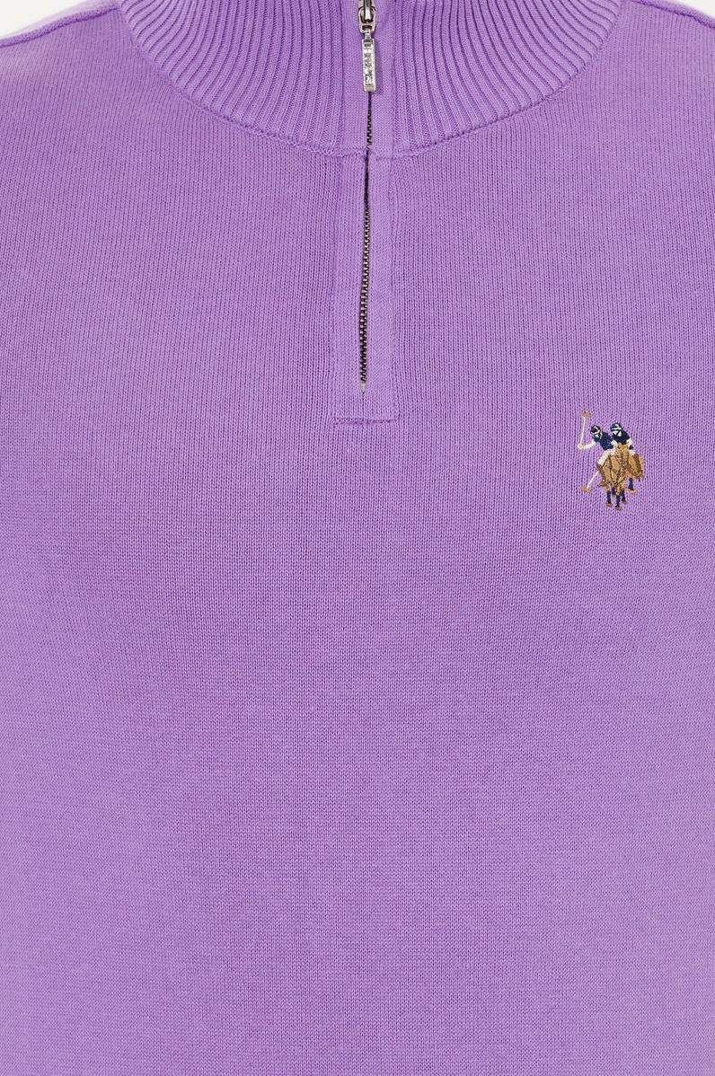 Erkek Lila Dik Yaka Triko Kazak