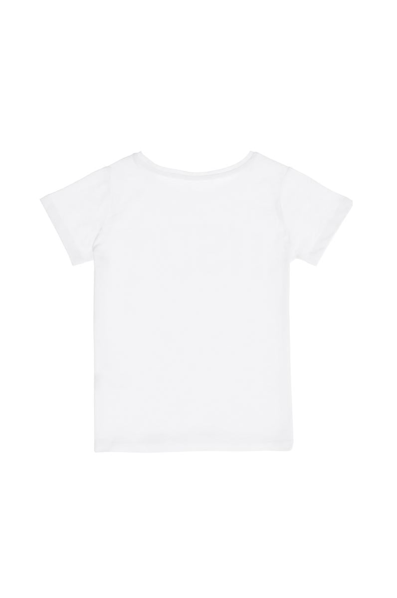 Kız Çocuk Beyaz Basic Bisiklet Yaka Tişört