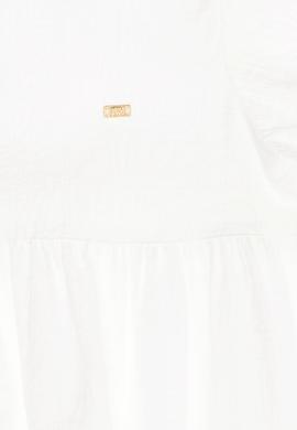 Kız Çocuk Beyaz Kısa Kol Dokuma Elbise - 50262740003