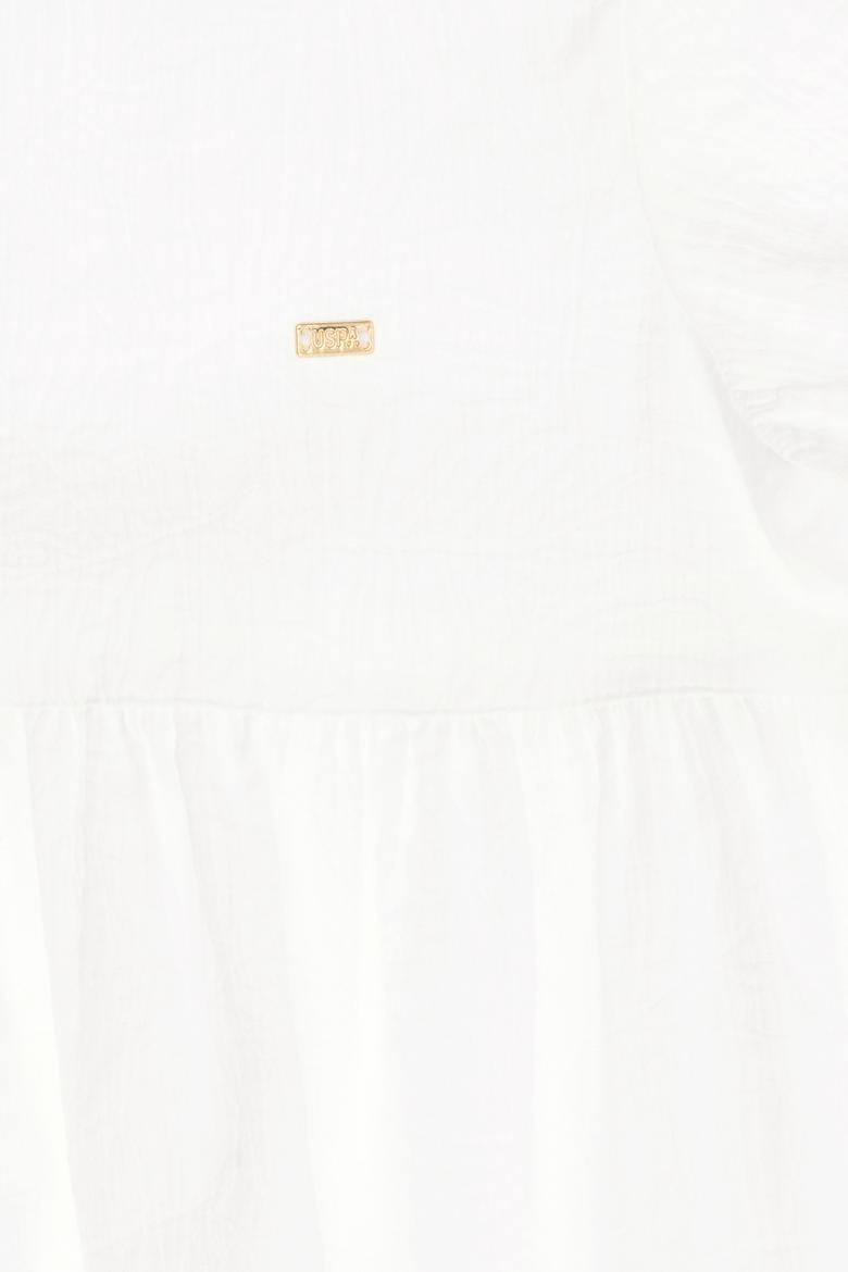 Kız Çocuk Beyaz Kısa Kol Dokuma Elbise - 50262740003