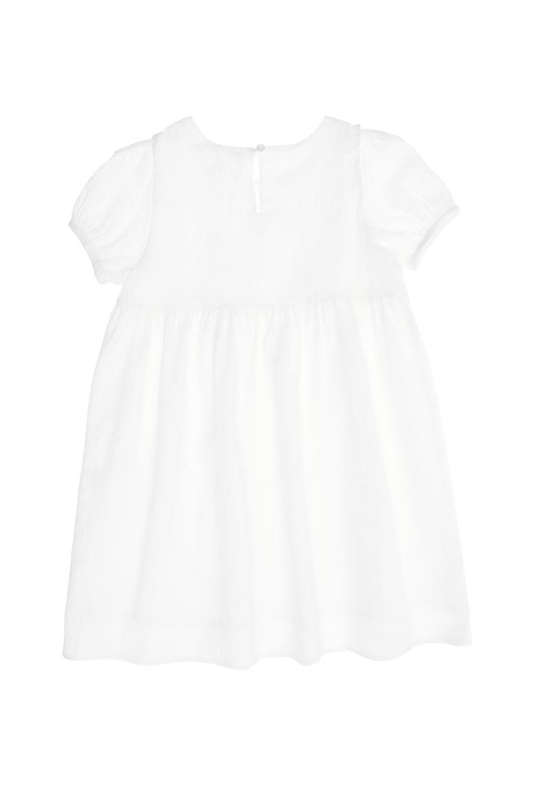 Kız Çocuk Beyaz Kısa Kol Dokuma Elbise - 50262740003