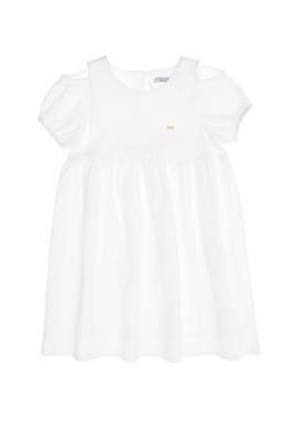 Kız Çocuk Beyaz Kısa Kol Dokuma Elbise - 50262740003