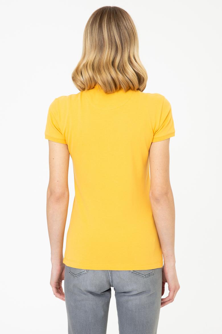 Kadın Sarı Basic Polo Yaka Tişört - 50232631194