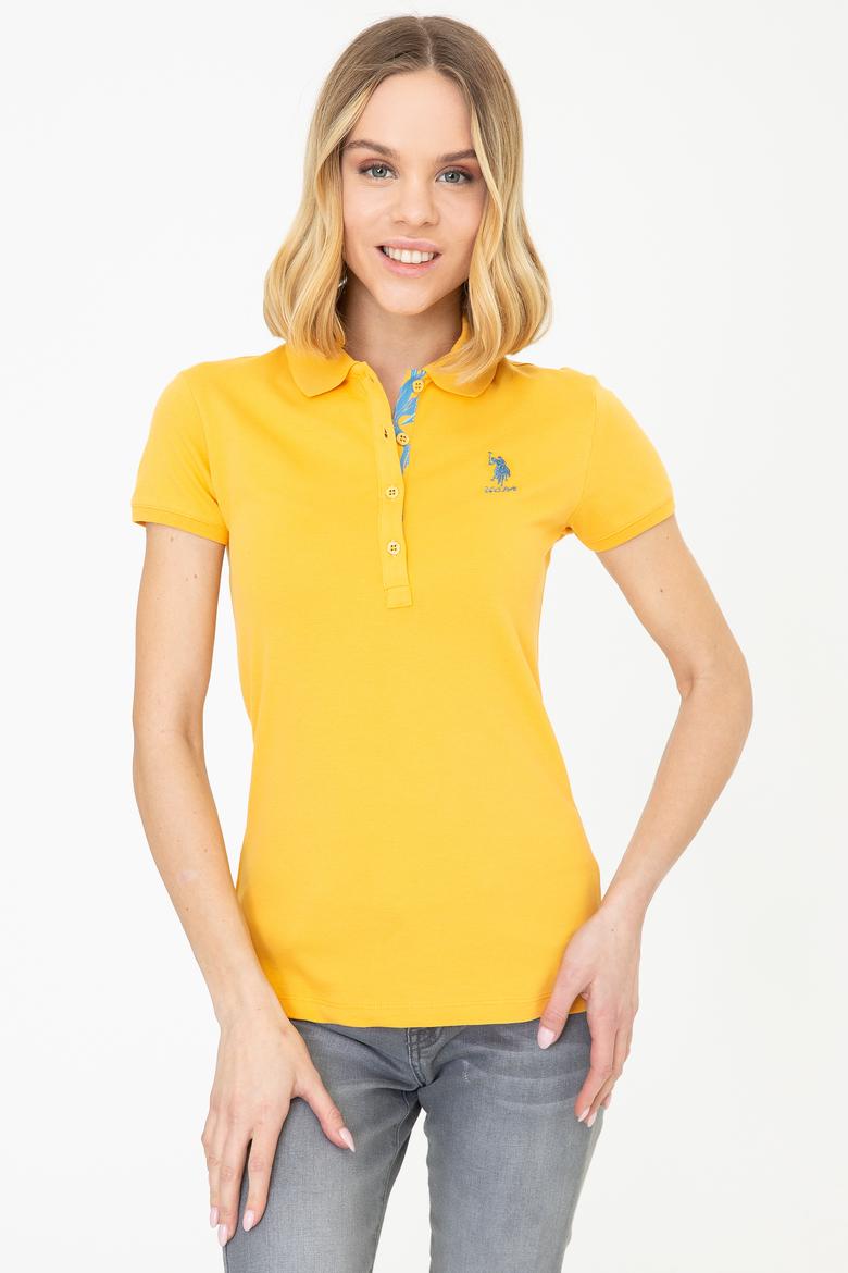 Kadın Sarı Basic Polo Yaka Tişört