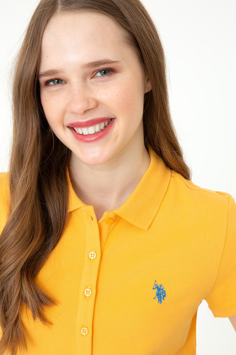 Kadın Sarı Basic Polo Yaka Tişört - 50234714072