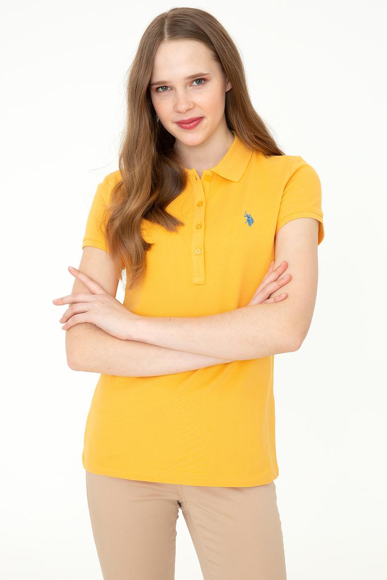 Kadın Sarı Basic Polo Yaka Tişört - 50234714072