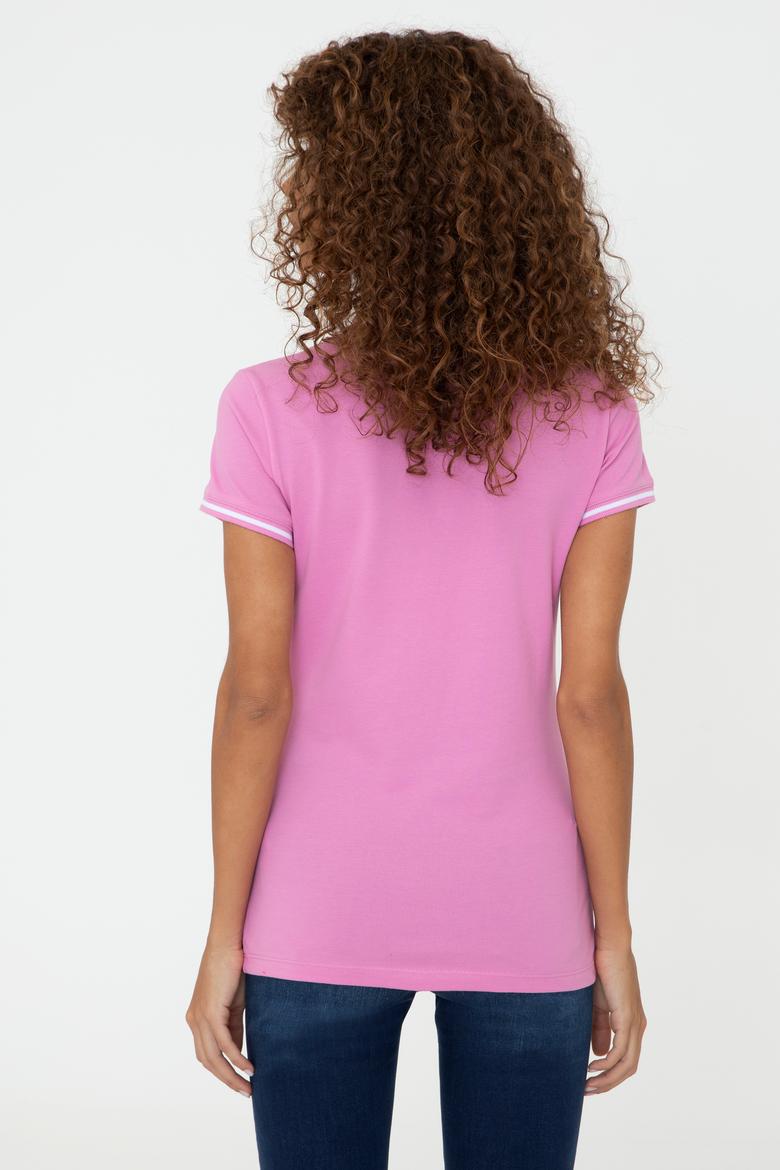 Kadın Lila Polo Yaka Tişört - 50234722072