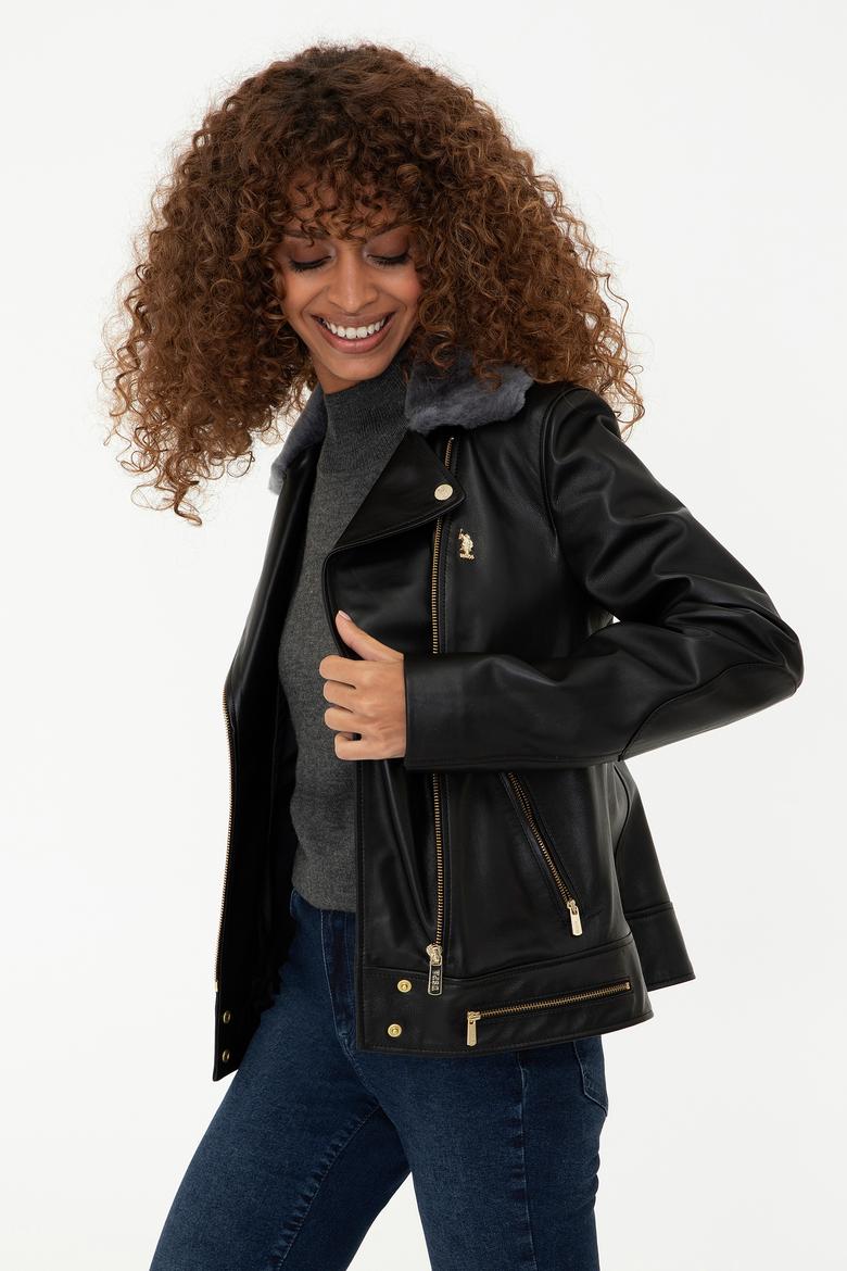 Kadın Siyah Deri Ceket - 50243902003