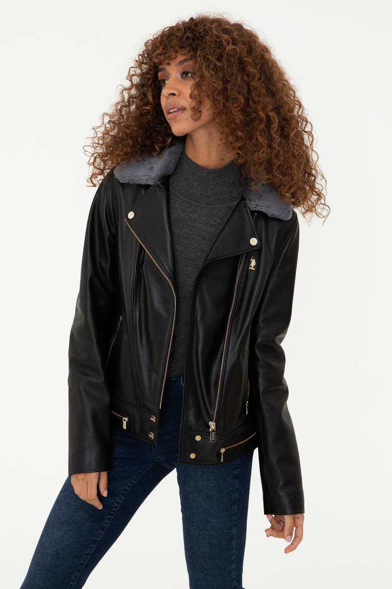 Kadın Siyah Deri Ceket - 50243902003