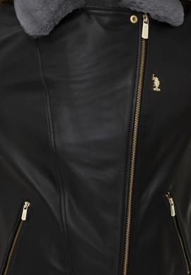 Kadın Siyah Deri Ceket - 50243902003