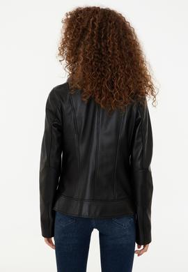 Kadın Siyah Deri Ceket - 50243902003