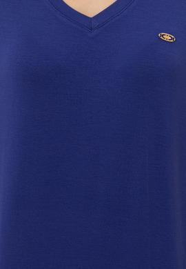 Kadın Mavi V Yaka Basic Tişört - 50246033047