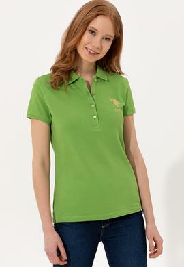 Kadın Yeşil Basic Polo Yaka Tişört - 50246278030