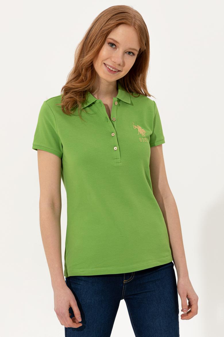 Kadın Yeşil Basic Polo Yaka Tişört