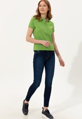 Kadın Yeşil Basic Polo Yaka Tişört - 50246278030