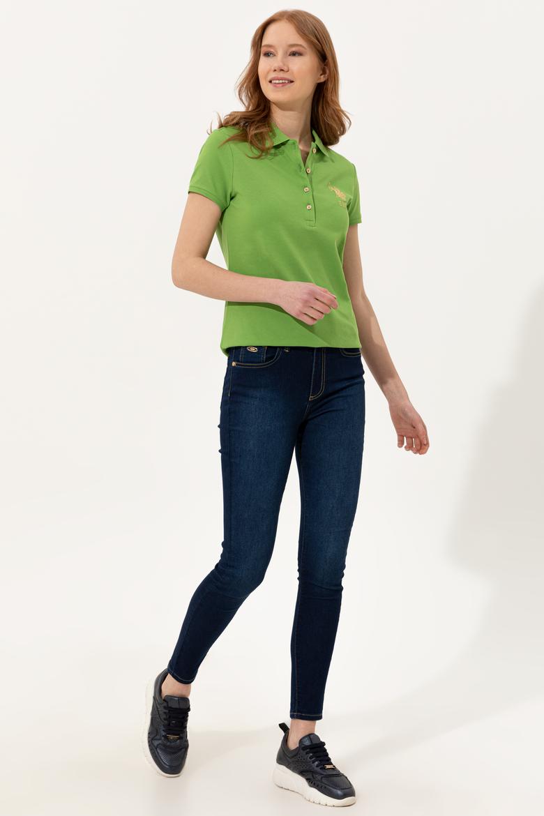 Kadın Yeşil Basic Polo Yaka Tişört - 50246278030