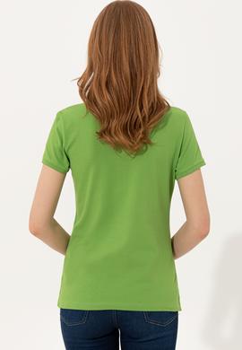 Kadın Yeşil Basic Polo Yaka Tişört - 50246278030