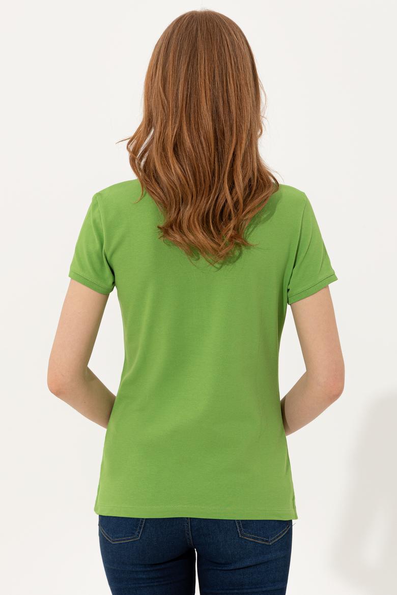 Kadın Yeşil Basic Polo Yaka Tişört - 50246278030