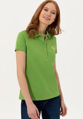 Kadın Yeşil Basic Polo Yaka Tişört - 50246278030
