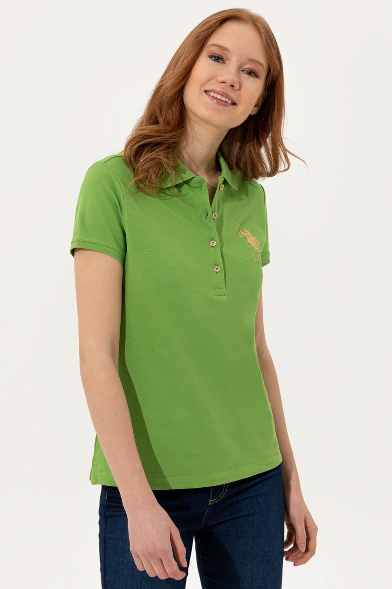 Kadın Yeşil Basic Polo Yaka Tişört - 50246278030