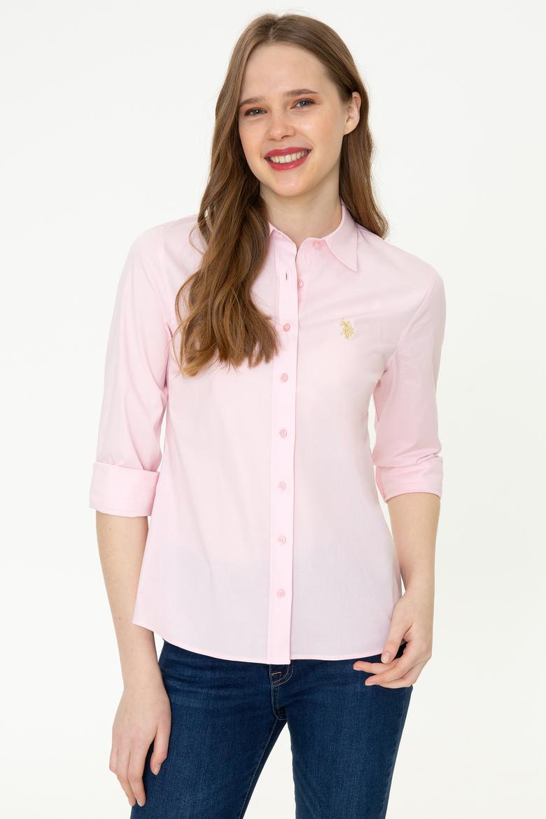 Kadın Pudra Uzun Kollu Basic Gömlek