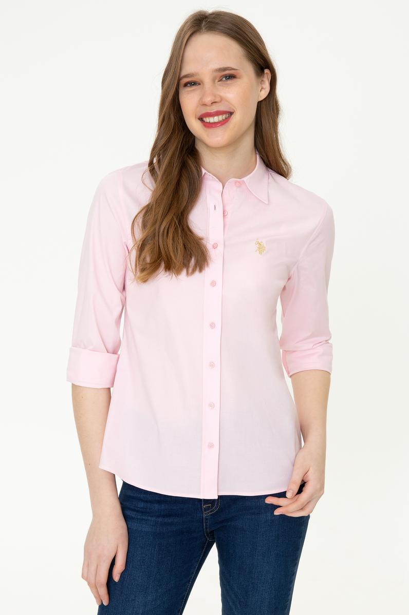 Kadın Pudra Uzun Kollu Basic Gömlek