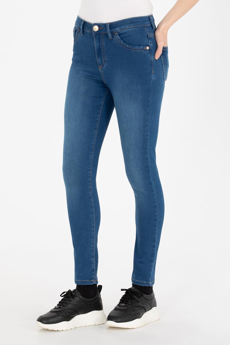 Kadın Mavi Jean Pantolon - 50262772002