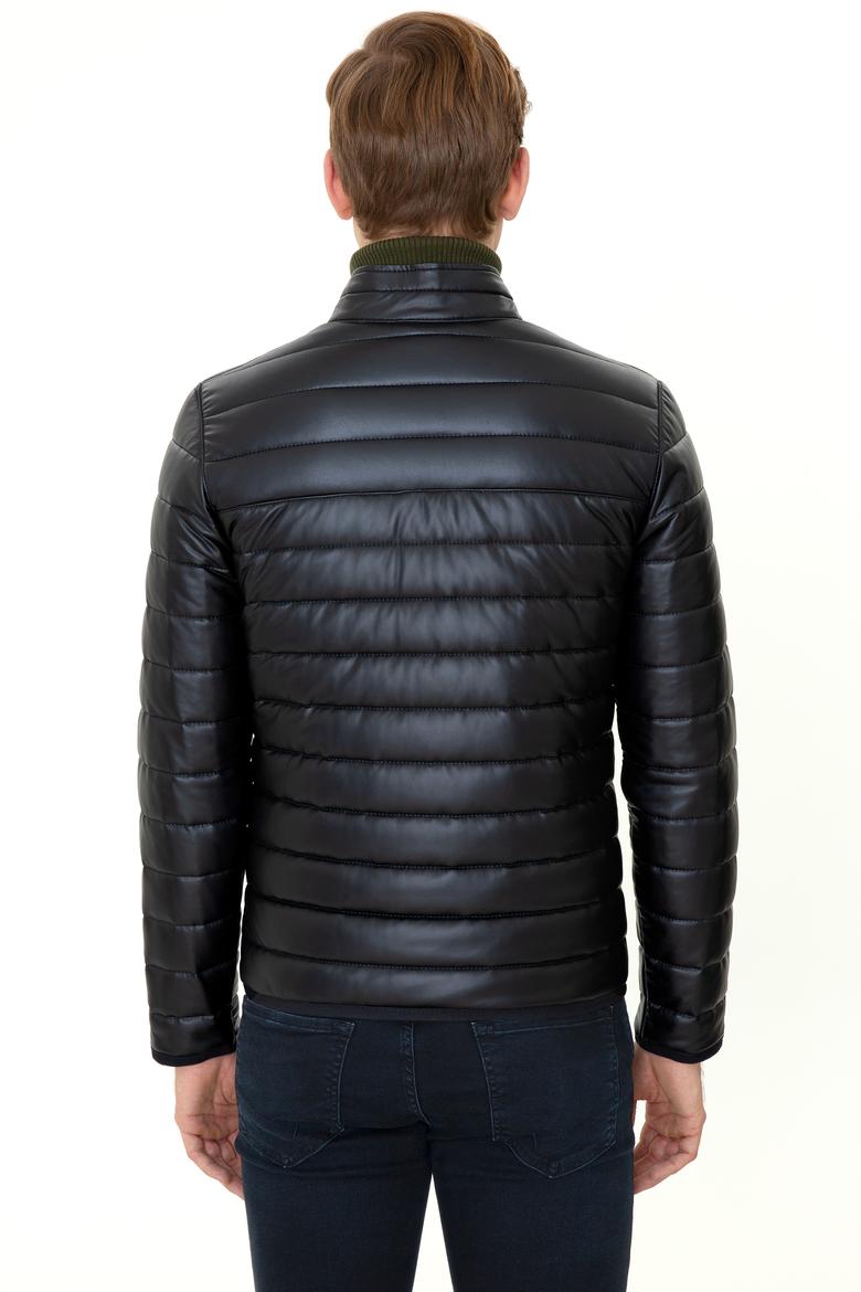 Erkek Lacivert Deri Ceket - 50255944001