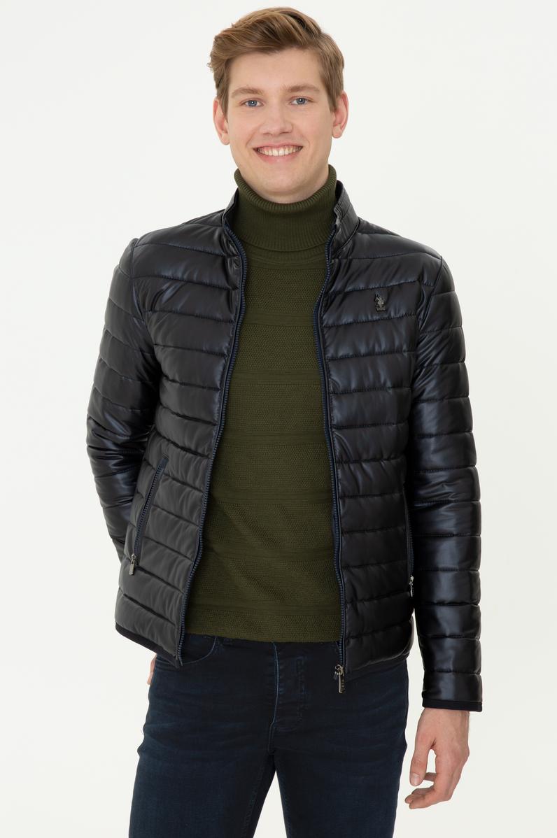 Erkek Lacivert Deri Ceket