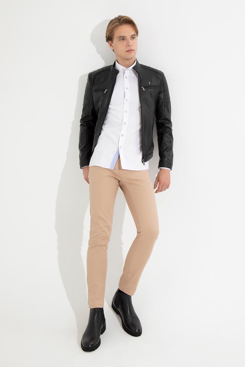 Erkek Siyah Deri Ceket - 50259137002