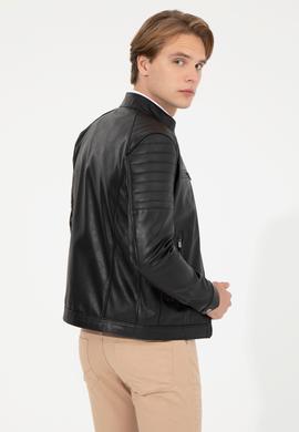 Erkek Siyah Deri Ceket - 50259137002