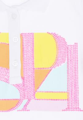 Kız Çocuk Beyaz Polo Yaka Tişört - 50263594012