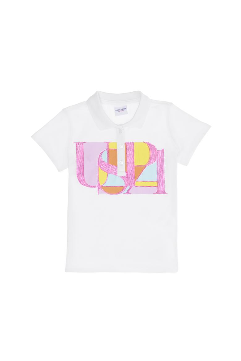 Kız Çocuk Beyaz Polo Yaka Tişört