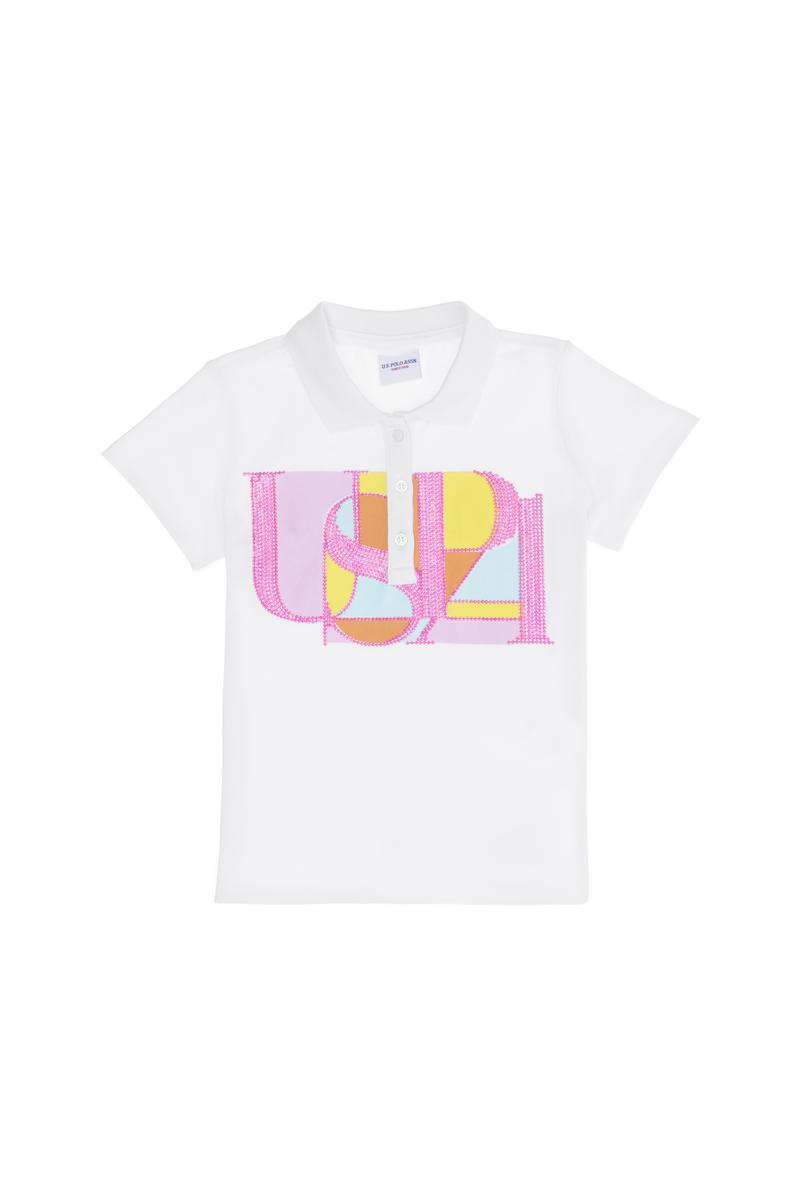 Kız Çocuk Beyaz Polo Yaka Tişört