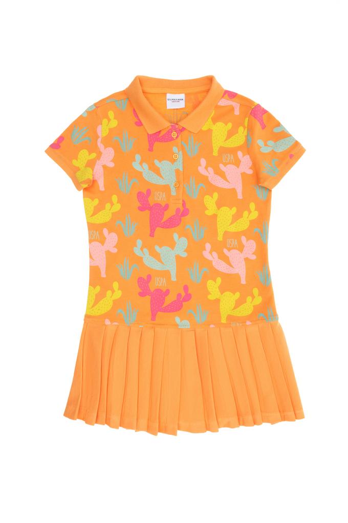 Kız Çocuk Turuncu Örme Elbise