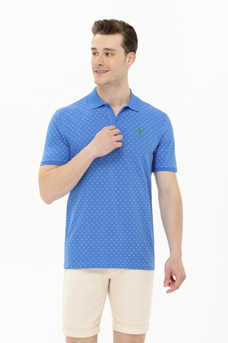 Erkek Saks Polo Yaka T-Shirt