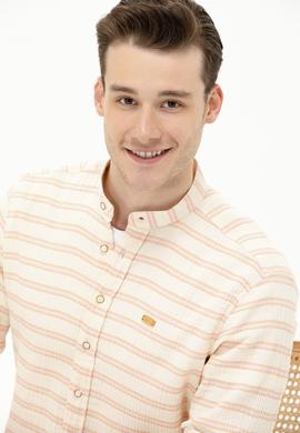 Erkek Çizgili Krem Gömlek - 50264099014