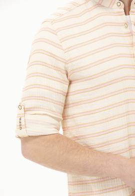 Erkek Çizgili Krem Gömlek - 50264099014