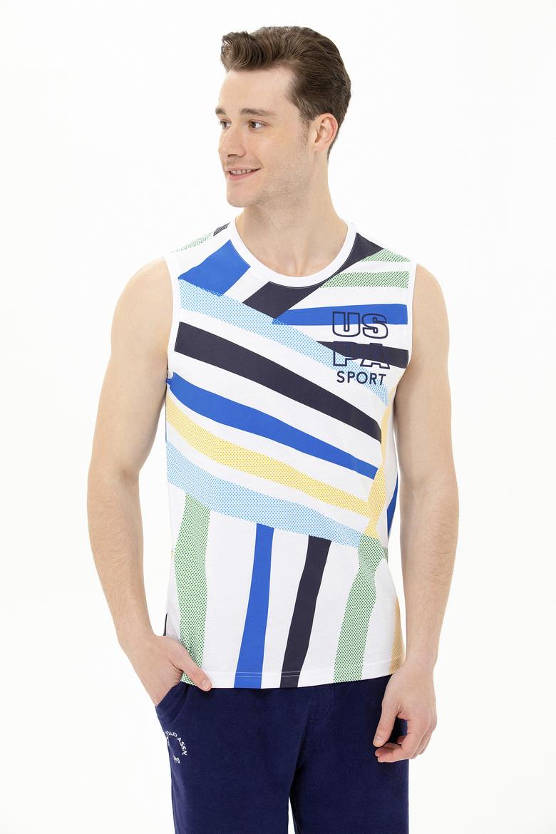 Erkek Beyaz Bisiklet Yaka T-Shirt