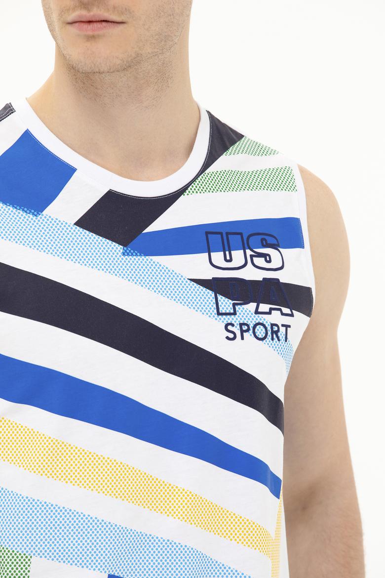 Erkek Beyaz Bisiklet Yaka T-Shirt - 50263568004