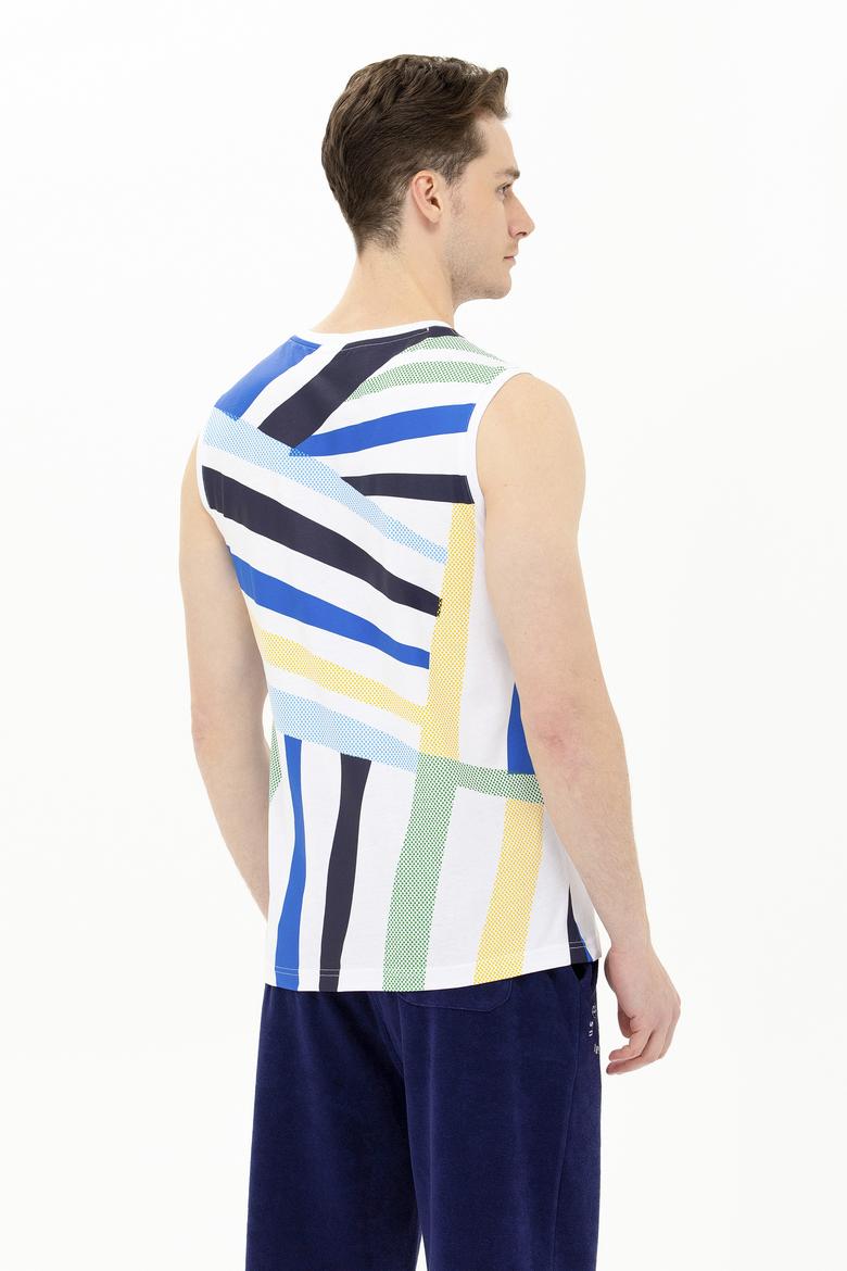 Erkek Beyaz Bisiklet Yaka T-Shirt - 50263568004