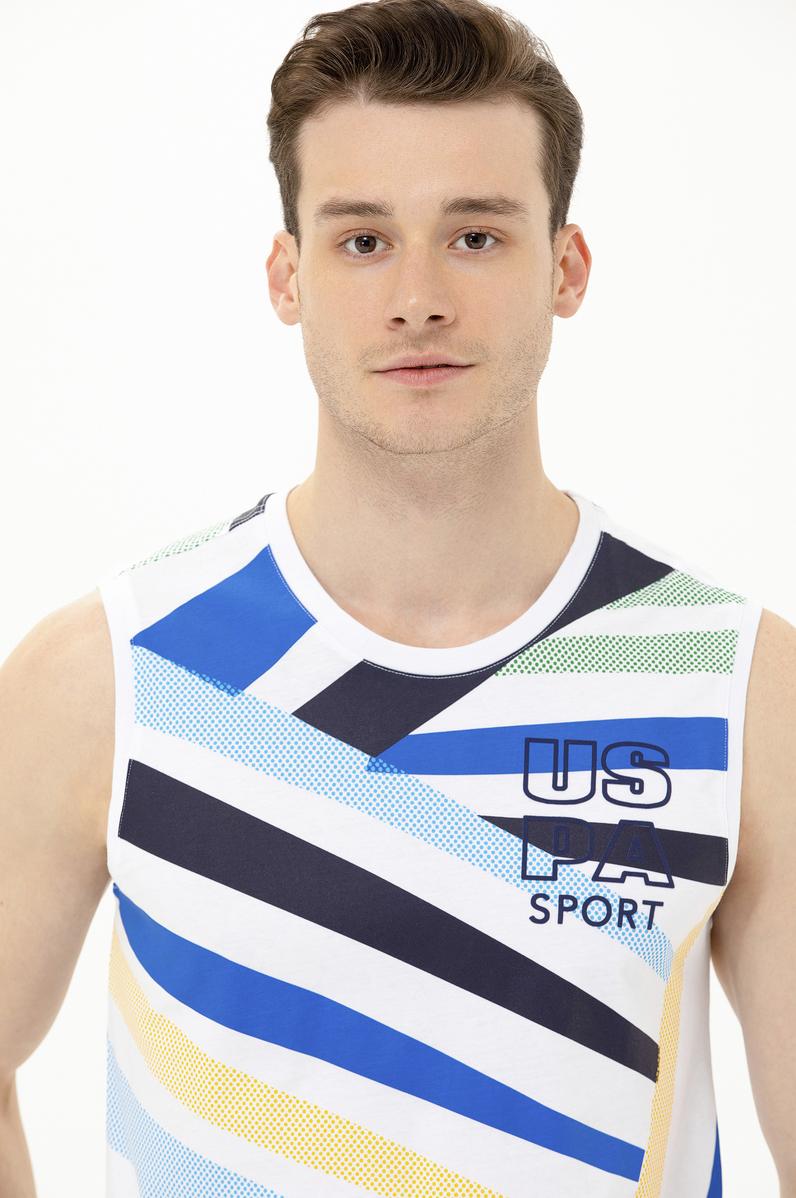 Erkek Beyaz Bisiklet Yaka T-Shirt