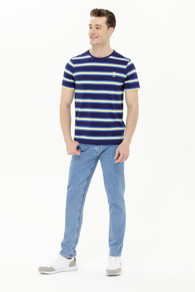 Erkek Lacivert Bisiklet Yaka Tişört - 50263261008